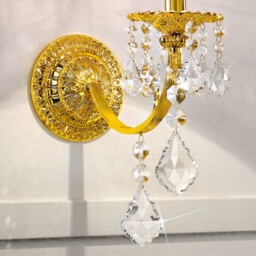 Pisani Crystal Crystal Candle Wall Lamp 24 Carat Gold - thumbnail 5