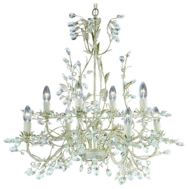 Almandite 8 Light Chandelier Cream/Gold Floral Leaves Design, E14 - image 1