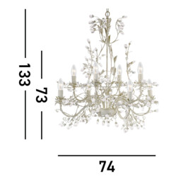 Almandite 8 Light Chandelier Cream/Gold Floral Leaves Design, E14 - thumbnail 3