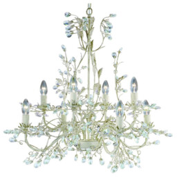 Almandite 8 Light Chandelier Cream/Gold Floral Leaves Design, E14 - thumbnail 1