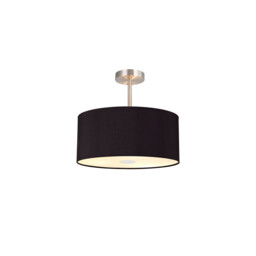 Baymont Polished Chrome E27 Semi Flush With 40cm x 18cm Dual Faux Silk Shade, Black/Green Olive - thumbnail 1