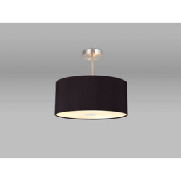 Baymont Polished Chrome E27 Semi Flush With 40cm x 18cm Dual Faux Silk Shade, Black/Green Olive - thumbnail 2