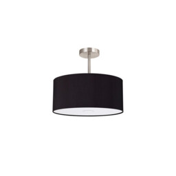 Baymont Polished Chrome E27 Semi Flush With 40cm x 18cm Dual Faux Silk Shade, Black/Green Olive - thumbnail 5