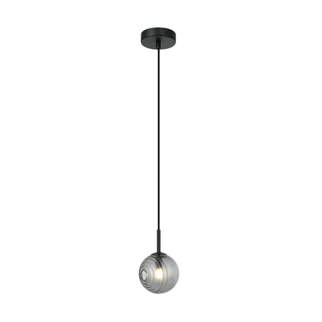 Lyven Globe Pendant Ceiling Light Black Matt -Smoked Glass 1xG9 LED - image 1