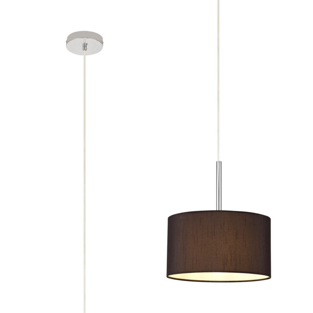 Baymont Polished Chrome E27 Universal Single Pendant With 30cm x 17cm Faux Silk Shade, Black/White Laminate - image 1