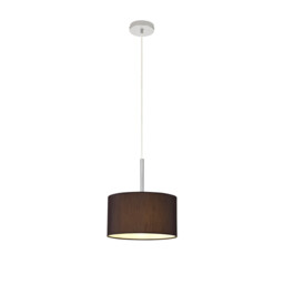 Baymont Polished Chrome E27 Universal Single Pendant With 30cm x 17cm Faux Silk Shade, Black/White Laminate - thumbnail 5