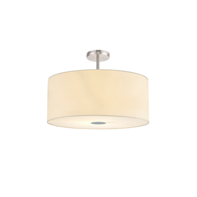 Baymont Polished Chrome 5 Light E27 Drop Flush With 60cm x 22cm Faux Silk Shade, Ivory Pearl/White Laminate - image 1