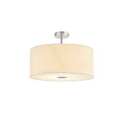 Baymont Polished Chrome 5 Light E27 Drop Flush With 60cm x 22cm Faux Silk Shade, Ivory Pearl/White Laminate - thumbnail 1