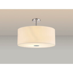 Baymont Polished Chrome 5 Light E27 Drop Flush With 60cm x 22cm Faux Silk Shade, Ivory Pearl/White Laminate - thumbnail 2