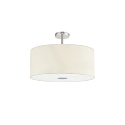 Baymont Polished Chrome 5 Light E27 Drop Flush With 60cm x 22cm Faux Silk Shade, Ivory Pearl/White Laminate - thumbnail 5