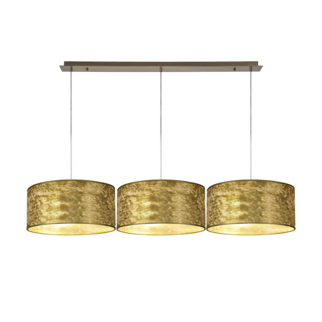 Baymont Antique Brass 3 Light E27 Linear Pendant With 40cm x 18cm Gold Leaf Shade 2m - image 1