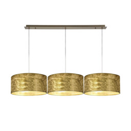 Baymont Antique Brass 3 Light E27 Linear Pendant With 40cm x 18cm Gold Leaf Shade 2m - thumbnail 1