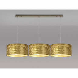 Baymont Antique Brass 3 Light E27 Linear Pendant With 40cm x 18cm Gold Leaf Shade 2m - thumbnail 2
