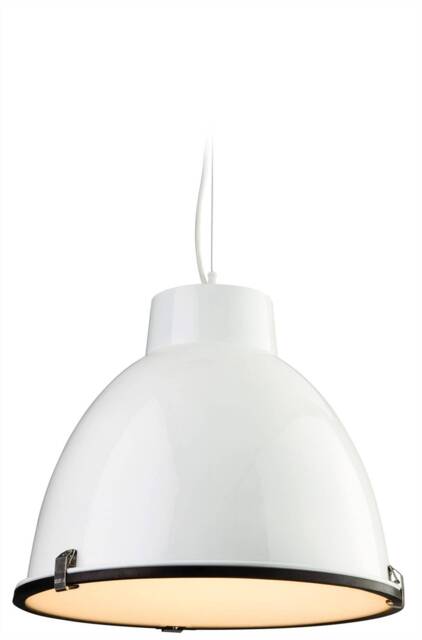 Manhattan 1 Light Dome Ceiling Pendant White, Frosted Glass, E27