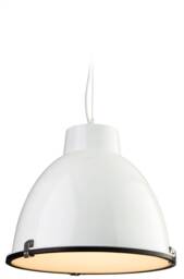 Manhattan 1 Light Dome Ceiling Pendant White, Frosted Glass, E27
