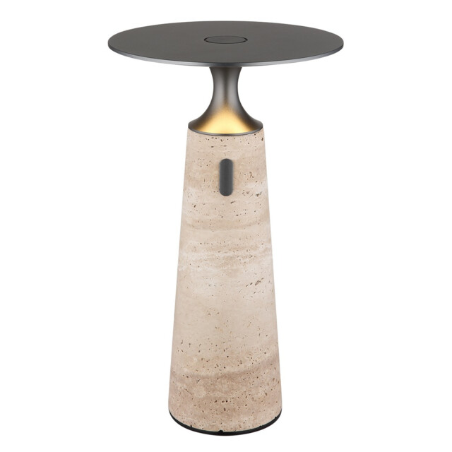 Travertin 20cm Integrated LED Table Lamp Grey Gold LED 3000K Touch Dimmer - image 1