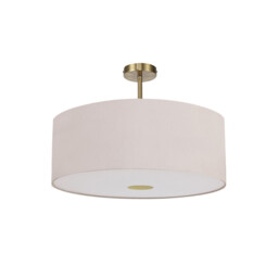 Baymont Antique Brass E27 Semi Flush With 60cm x 22cm Dual Faux Silk Shade, Nude Beige/Moonlight - thumbnail 5