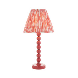 Higgledy Gloss Pink Clay Paint Table Lamp with Coral Pink Fabric Ikat Shade 25cm E14