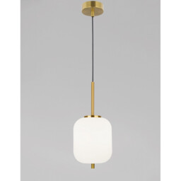 Lato 16.5cm Globe Pendant Ceiling Light Opal Glass Antique Brass Metal Black Fabric Wire LED E14 - thumbnail 5