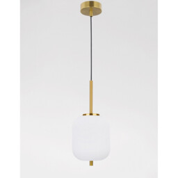 Lato 16.5cm Globe Pendant Ceiling Light Opal Glass Antique Brass Metal Black Fabric Wire LED E14 - thumbnail 3