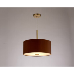Baymont Antique Brass E27 Single Pendant With 40cm Dual Faux Silk Shade, Raw Cocoa/Grecian Bronze - thumbnail 2