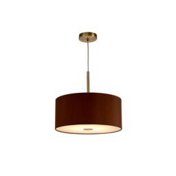 Baymont Antique Brass E27 Single Pendant With 40cm Dual Faux Silk Shade, Raw Cocoa/Grecian Bronze - thumbnail 5