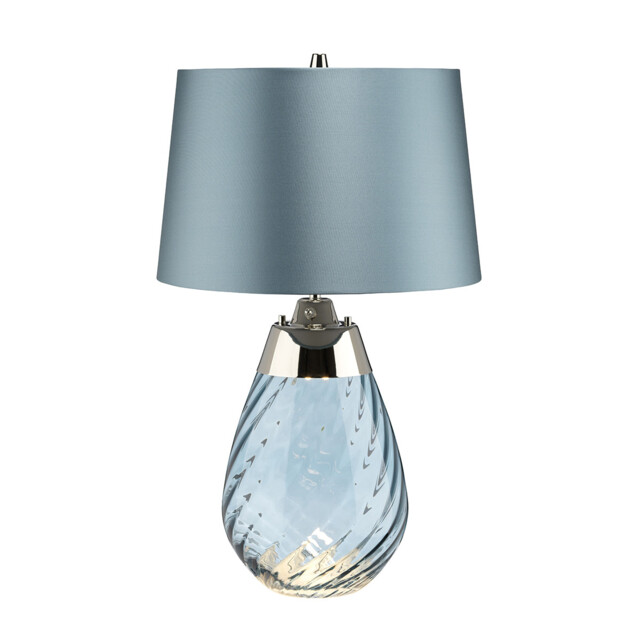 Lena 2 Light Small Blue Table Lamp, Blue-tinted Glass , Duck Egg Blue Shade, E27 - image 1