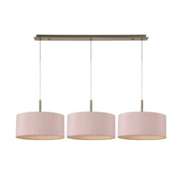 Baymont Antique Brass 3 Light E27 Linear Pendant With 40cm x 18cm Dual Faux Silk Shade, Taupe/Halo Gold - thumbnail 5