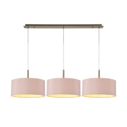 Baymont Antique Brass 3 Light E27 Linear Pendant With 40cm x 18cm Dual Faux Silk Shade, Taupe/Halo Gold