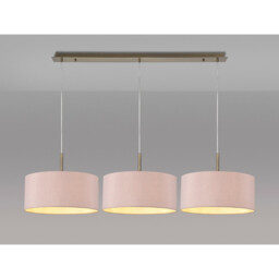Baymont Antique Brass 3 Light E27 Linear Pendant With 40cm x 18cm Dual Faux Silk Shade, Taupe/Halo Gold - thumbnail 2