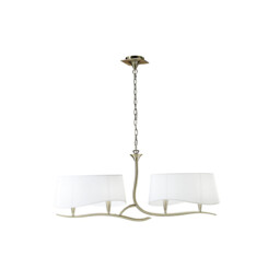 Ninette Linear Pendant 2 Arm 4 Light E14, Antique Brass With Ivory White Shades - thumbnail 1