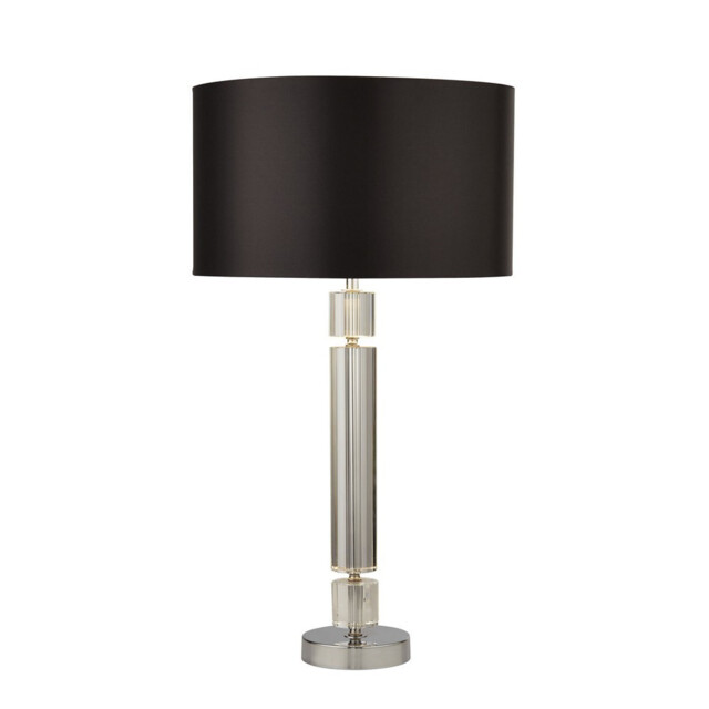 Chrome, Glass Lamp with Black Shade Silver Inner - image 1