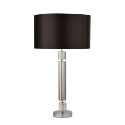 Chrome, Glass Lamp with Black Shade Silver Inner - thumbnail 3
