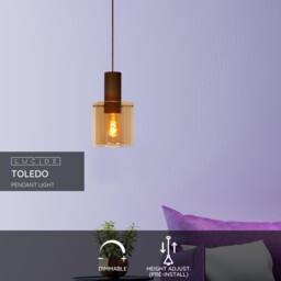 Toledo Vintage Pendant Light - Ø 20cm - 1xE27 - Amber - thumbnail 3