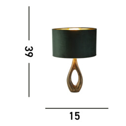 Bucklow Table Lamp, Antique Brass, Green Velvet Shade - thumbnail 3