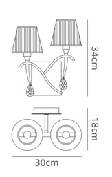Siena Wall Lamp Switched 2 Light E14, Polished Chrome with Black Shades And Black Crystal - thumbnail 2