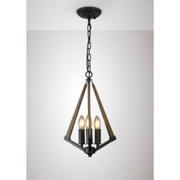Hilton Tetragonal Pendant 3 Light E14 Satin Black/Dark Grey Wood - thumbnail 2
