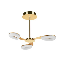 Juno Telescopic Convertible To Semi Flush 3 Light 15W LED 3000K, 1350lm, Satin Gold/Frosted Acrylic/Gold - thumbnail 3