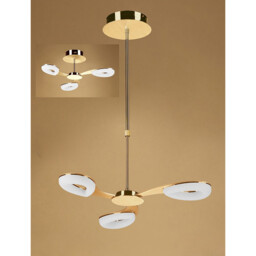 Juno Telescopic Convertible To Semi Flush 3 Light 15W LED 3000K, 1350lm, Satin Gold/Frosted Acrylic/Gold - thumbnail 2