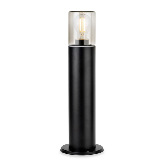 Manor Bollard Post Black with Smoked Glass 1xE27 IP44