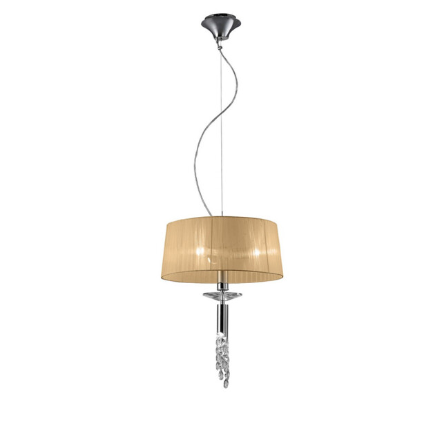 Tiffany Pendant 3+1 Light E27+G9, Polished Chrome With Soft Bronze Shade & Clear Crystal - image 1