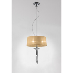 Tiffany Pendant 3+1 Light E27+G9, Polished Chrome With Soft Bronze Shade & Clear Crystal - thumbnail 2
