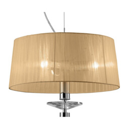 Tiffany Pendant 3+1 Light E27+G9, Polished Chrome With Soft Bronze Shade & Clear Crystal - thumbnail 5