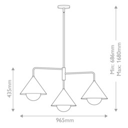 Alora Mood Remyck Multi Arm Pendant Ceiling Light Contemporary Matt Black 3x E27 - thumbnail 3