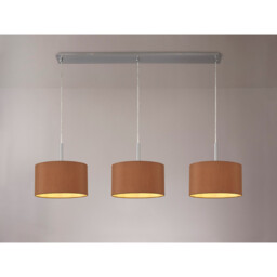 Baymont Satin Nickel 3 Light E27 Linear Pendant With 30cm x 17cm Dual Faux Silk Shade, Raw Cocoa/Grecian Bronze - thumbnail 2