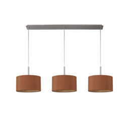 Baymont Satin Nickel 3 Light E27 Linear Pendant With 30cm x 17cm Dual Faux Silk Shade, Raw Cocoa/Grecian Bronze - thumbnail 5