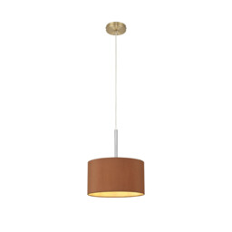 Baymont Antique Brass E27 Single Pendant With 30cm x 17cm Dual Faux Silk Shade, Raw Cocoa/Grecian Bronze - thumbnail 5