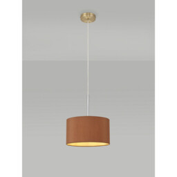 Baymont Antique Brass E27 Single Pendant With 30cm x 17cm Dual Faux Silk Shade, Raw Cocoa/Grecian Bronze - thumbnail 2