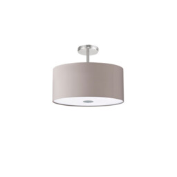 Baymont Polished Chrome 5 Light E27 Drop Flush With 40cm x 18cm Faux Silk Shade, Grey/White Laminate - thumbnail 5
