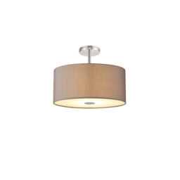 Baymont Polished Chrome 5 Light E27 Drop Flush With 40cm x 18cm Faux Silk Shade, Grey/White Laminate - thumbnail 1